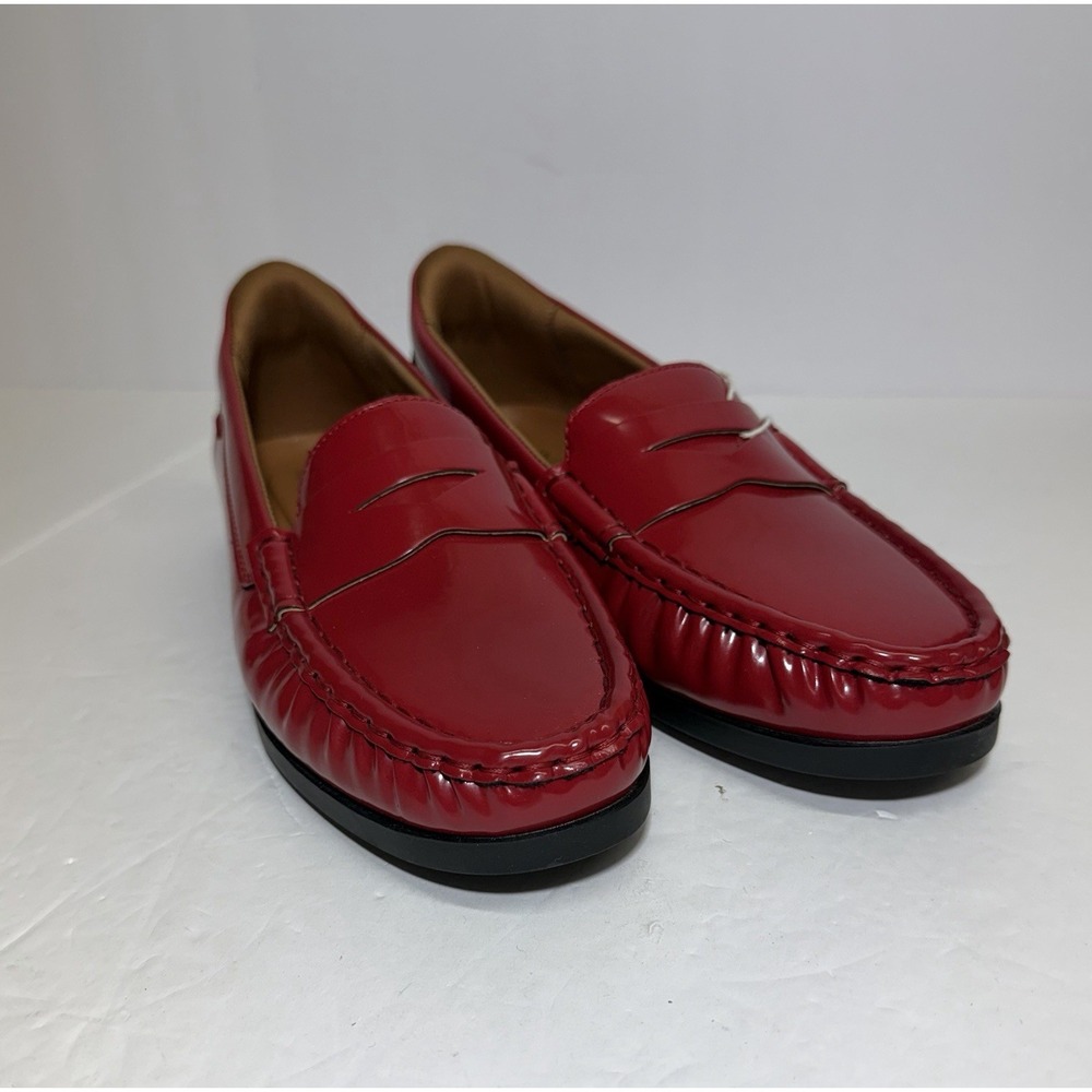 Marc Joseph New York Women 10 Red Patent Leather Penny Loafers Preppy New